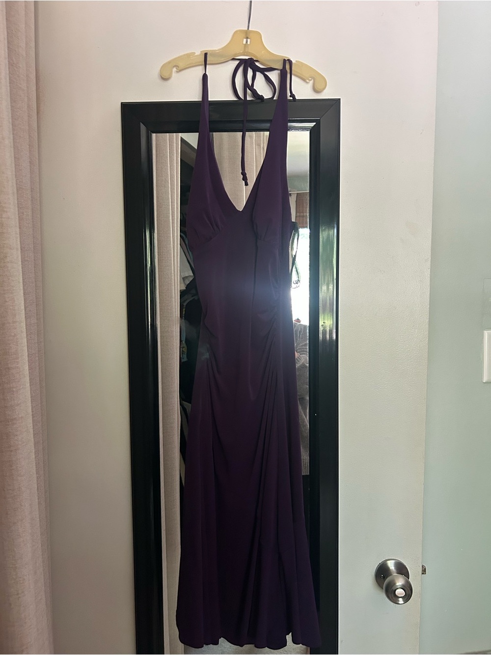 City Triangles Deep Plum Halter Maxi Dress